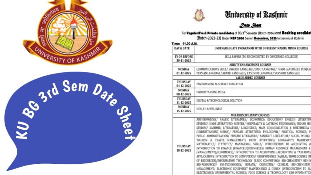 KU has released the date sheet for BG 3rd sem students